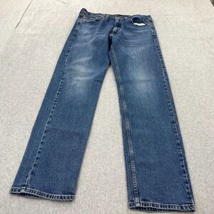 Levis 505 Jeans Mens 36x34 Blue Denim Mid Rise Dad Jean Thick Pockets